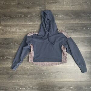Anthropologie‎ Saturday Sunday Womens Small Blue Cropped Sweatshirt Hoodie Boho